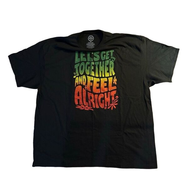 Reggae T-Shirt Black Rasta Graphic let’s get together & feel all right L - Picture 1 of 4